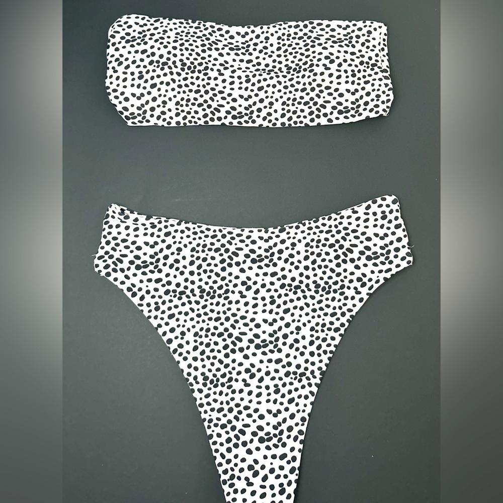 SHEIN Polka Dot Print Tube Top Bikini